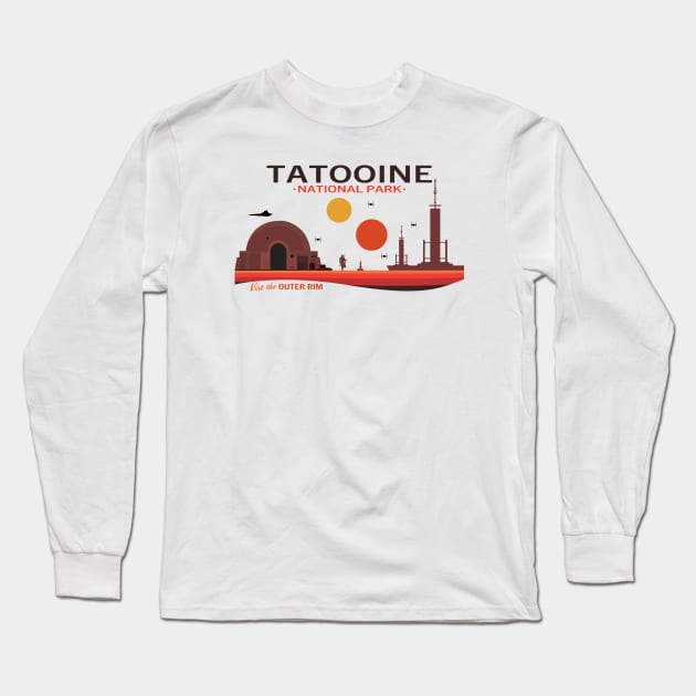 Visit Tatooine - National Park Retro Long Sleeve T-Shirt by PARIS^NIGHT